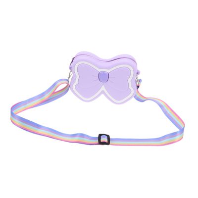 FRCOLOR Girls Bow Shoulder Bag Silicone Cute Crossbody Purse Lavender