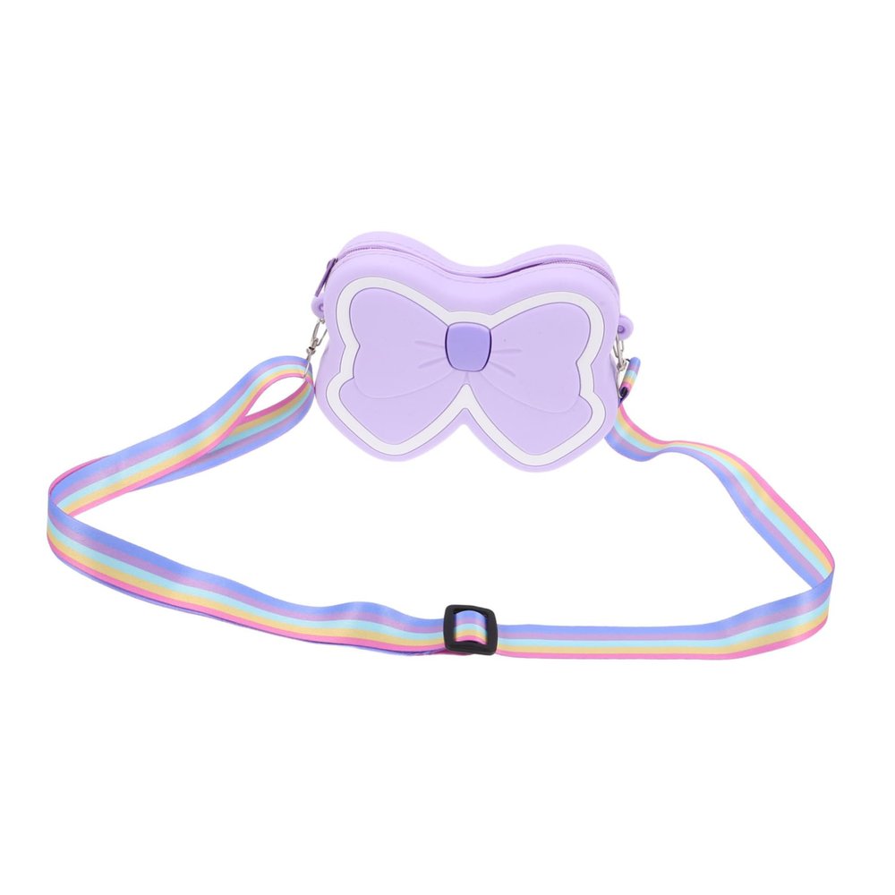 FRCOLOR Girls Bow Shoulder Bag Silicone Cute Crossbody Purse Lavender
