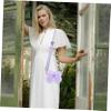 FRCOLOR Girls Bow Shoulder Bag Silicone Cute Crossbody Purse Lavender view 3