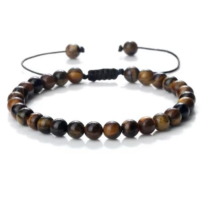 Natural Stone Round Beads Men Hematite Bangles 6mm Tiger Eye Onyx Beads Bracelet Women,Tiger Eye,17-29cm