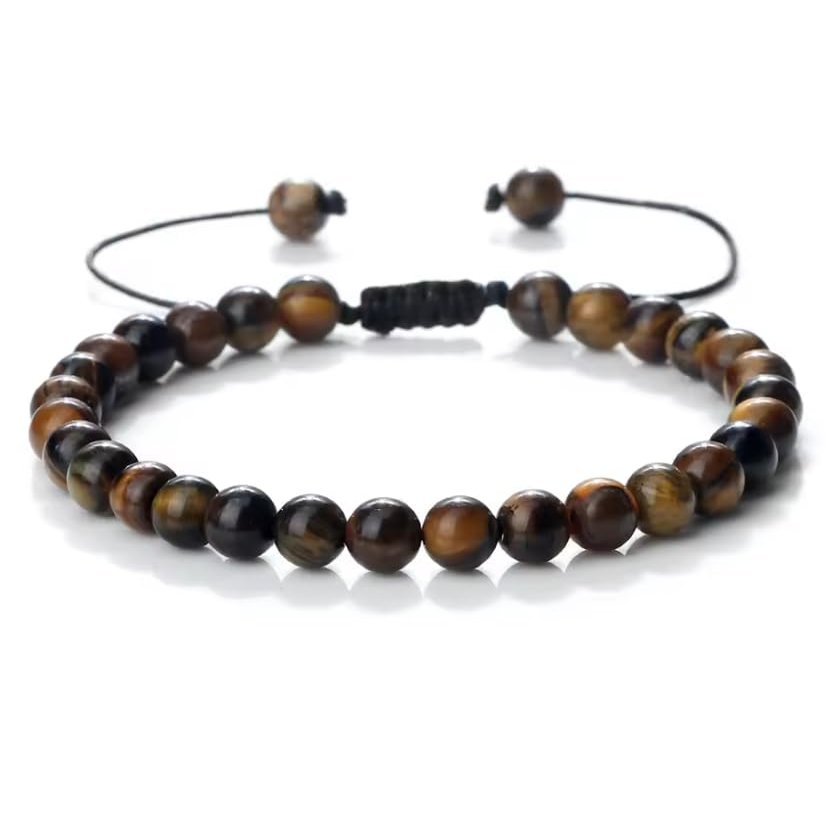 Natural Stone Round Beads Men Hematite Bangles 6mm Tiger Eye Onyx Beads Bracelet Women,Tiger Eye,17-29cm