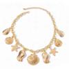 3.5 * 3.5cm Metal Starfish Scallop Pendant Choker Necklace For Women Metal Chain Beach,Gold,36+7cm view 1