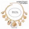 3.5 * 3.5cm Metal Starfish Scallop Pendant Choker Necklace For Women Metal Chain Beach,Gold,36+7cm view 3