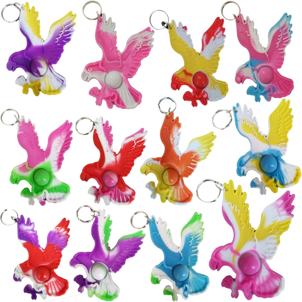 100 Packs Bulk Fidget Bubble Bulk Mini Pop Eagles Aniamls shape Keychain , Holiday Party Favors Supplies Classroom summer Student gifts