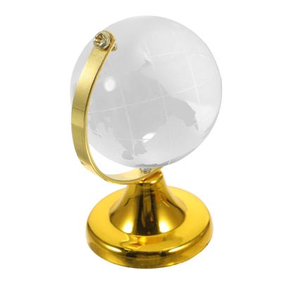 Angoily Crystal Globe Decoration Transparent World Globe with Stand Golden World Map Handicraft for Home Office Classroom Store Decor