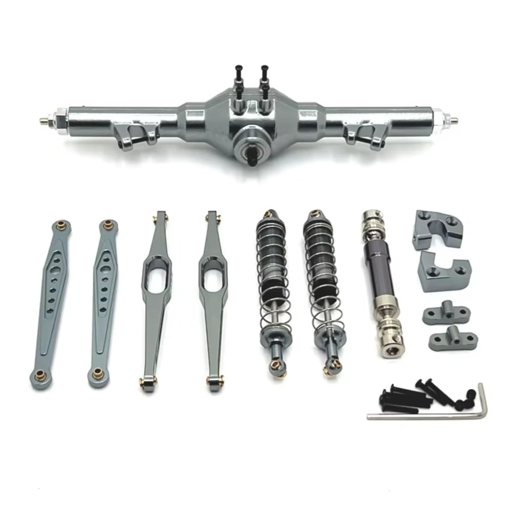 for Wltoys 124006 12423 12427 12428 12429 1/12 Metal Rear Axle Drive Shaft Shock Absorber Trailing Arms RC Car Upgrade Parts Kit RC Car DIY Parts(Gray)
