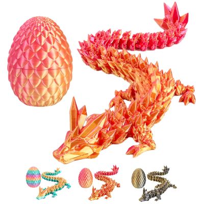 3D Printed Dragon Egg with Dragon Inside,12 Inch 3D Printed Dragon Egg Fidget ToyHome Office Decor Executive Desk Toys for Autism/ADHD (Laser Red)