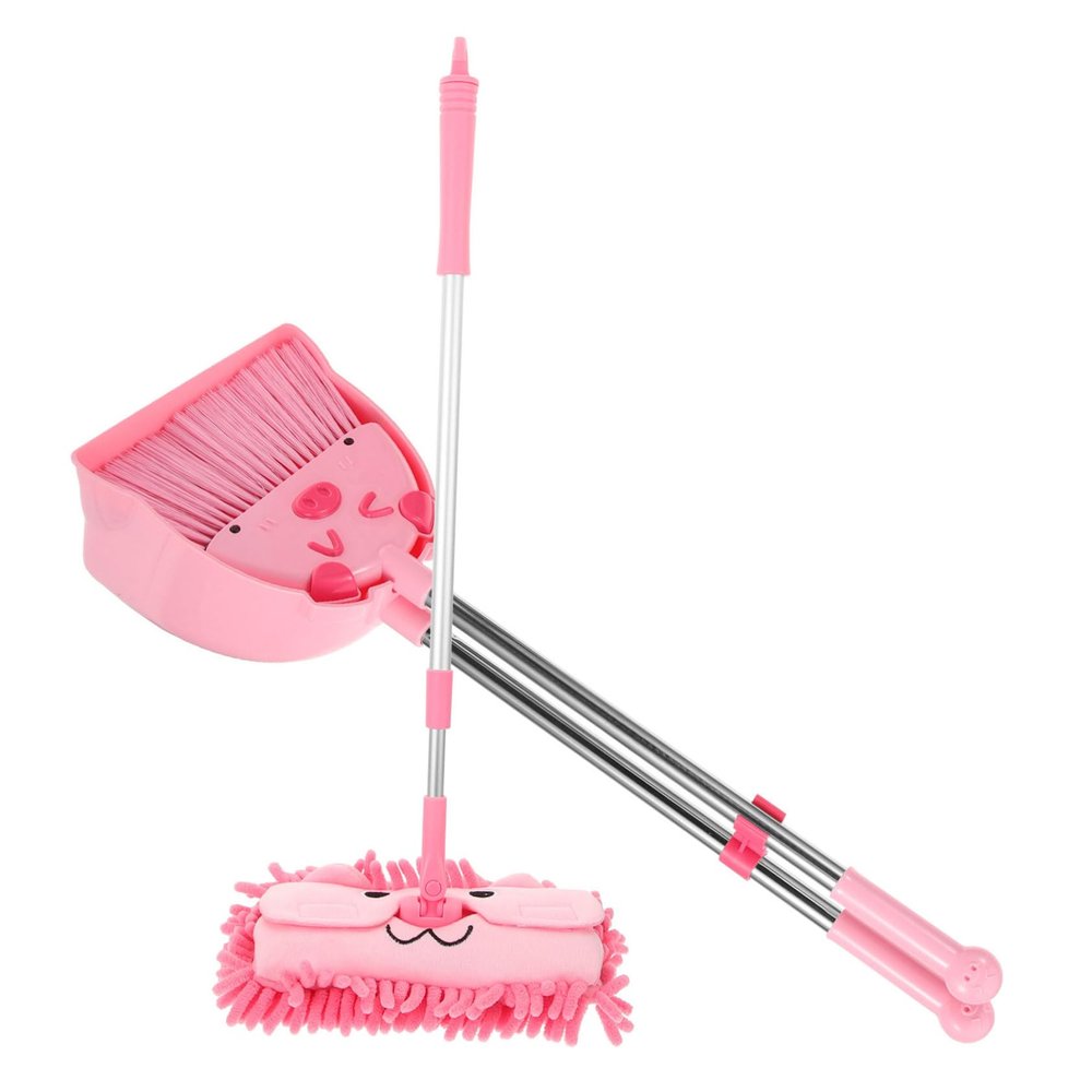 Healeved 1Set Boy Girl Broom and Dustpan Set Cartoon Design Boy Girl Cleaning Kit with Mop Safe for Boy Girl for Home and Kindergarten Use Small Broom Dustpan Set for Boy Girl