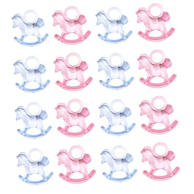 LALADEFIEE 48pcs Mini Rocking Horse Ornament Acrylic Toy Horse for Boys and Girls Christmas Decor Party Decoration Desktop Adornment