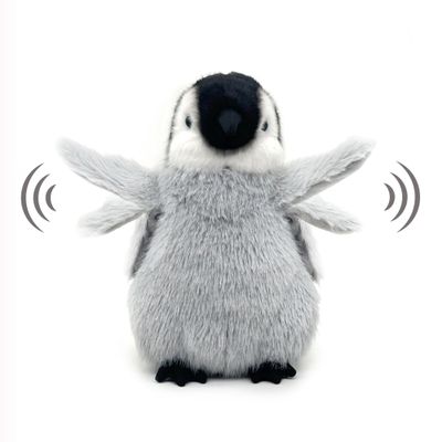 FLUFFYFUN Flapping Wing Penguin Plush 10" (Motion Activated by Squeezing Belly), Lifelike Interactive Toy for Kids