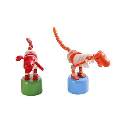 HANABASS 2pcs Wooden Dinosaur Toys Painted Dinosaur Rocking Toys for Boys and Girls Giant Cartoon Animals