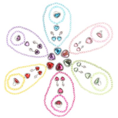 BESTonZON 6sets Girls Dress up Jewelry Necklaces Earrings and Bracelets for Little Girls for Birthdays Christmas and Festive Occasions