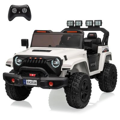 24V Powered Truck 2 Seater Kids Ride On Car,Parent Remote Control,4WD 800W Motor,3 Adjustable Speeds for Ages 3+,Built-in Music Player,Kids Electric Ride On Toys with Easy Assembly, White