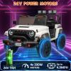 24V Powered Truck 2 Seater Kids Ride On Car,Parent Remote Control,4WD 800W Motor,3 Adjustable Speeds for Ages 3+,Built-in Music Player,Kids Electric Ride On Toys with Easy Assembly, White view 3