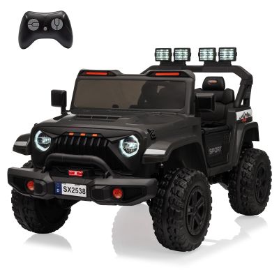 24V Powered Truck 2 Seater Kids Ride On Car,Parent Remote Control,4WD 800W Motor,3 Adjustable Speeds for Ages 3+,Built-in Music Player,Kids Electric Ride On Toys with Easy Assembly, Black
