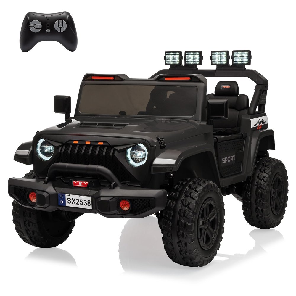 24V Powered Truck 2 Seater Kids Ride On Car,Parent Remote Control,4WD 800W Motor,3 Adjustable Speeds for Ages 3+,Built-in Music Player,Kids Electric Ride On Toys with Easy Assembly, Black