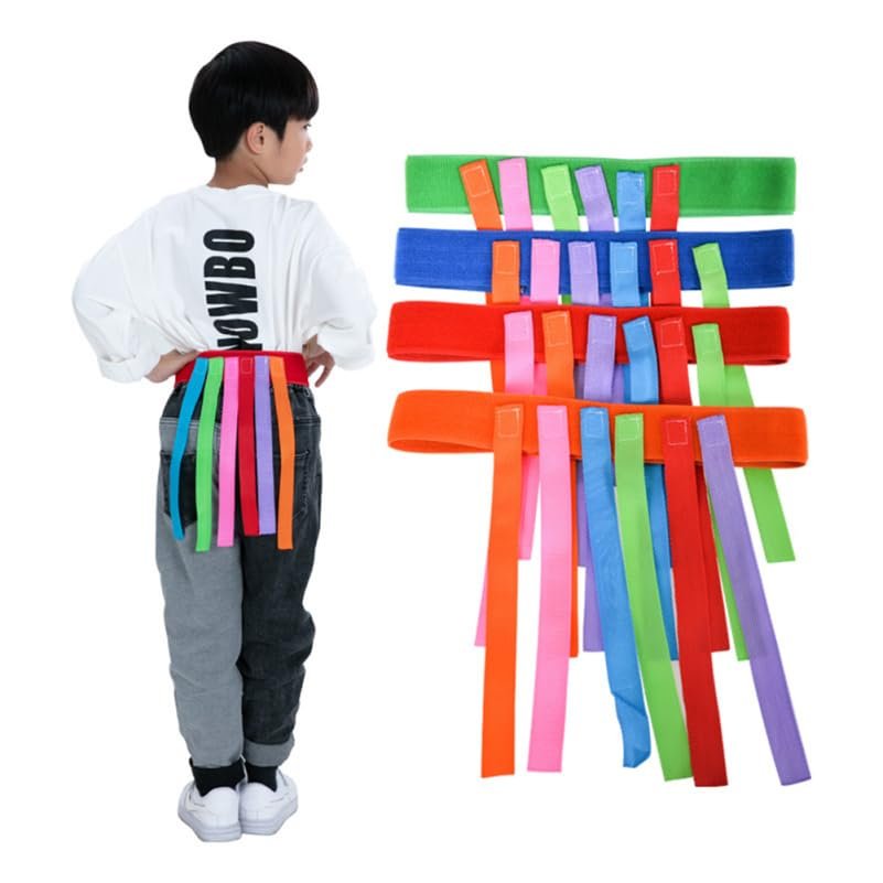 4Pcs Tail-Pulling Game Props for Kids Fun Oxford Fabric Belts for Outdoor Play Enhance Parent-Child Interaction and Logical Thinking