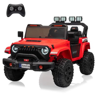 24V Powered Truck 2 Seater Kids Ride On Car,Parent Remote Control,4WD 800W Motor,3 Adjustable Speeds for Ages 3+,Built-in Music Player,Kids Electric Ride On Toys with Easy Assembly, Red