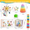 6 in1 Montessori Baby Toys 6-12 MonthsMontessori Toy for Babies 6-12 MonthsIncl 12pc Building Blocks &Silicone Pull String & Sensory Cube & Manhattan Ball& 2 Stacking Toys. Baby Development Toys view 4