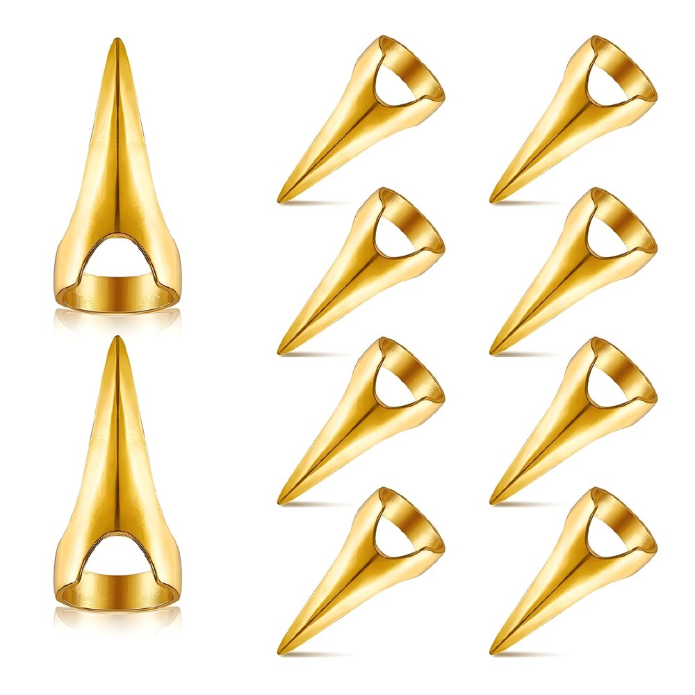 12Pcs Metal Full Finger Rings, Multi-Functional Hair Parting Tools for Cosplay, Hairstyling and Braiding, Retro Punk Claws Design with Anti-Slip Grip, Hair Extension Accessories