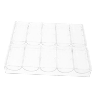 LIOOBO 2pcs Poker Chip Organizer Multi Grid Tray for Daily Use Wear Resistant Storage Holder for Chips and Items Clear Design for Easy Access