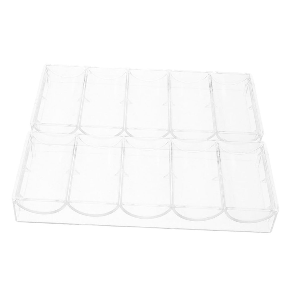 LIOOBO 2pcs Poker Chip Organizer Multi Grid Tray for Daily Use Wear Resistant Storage Holder for Chips and Items Clear Design for Easy Access