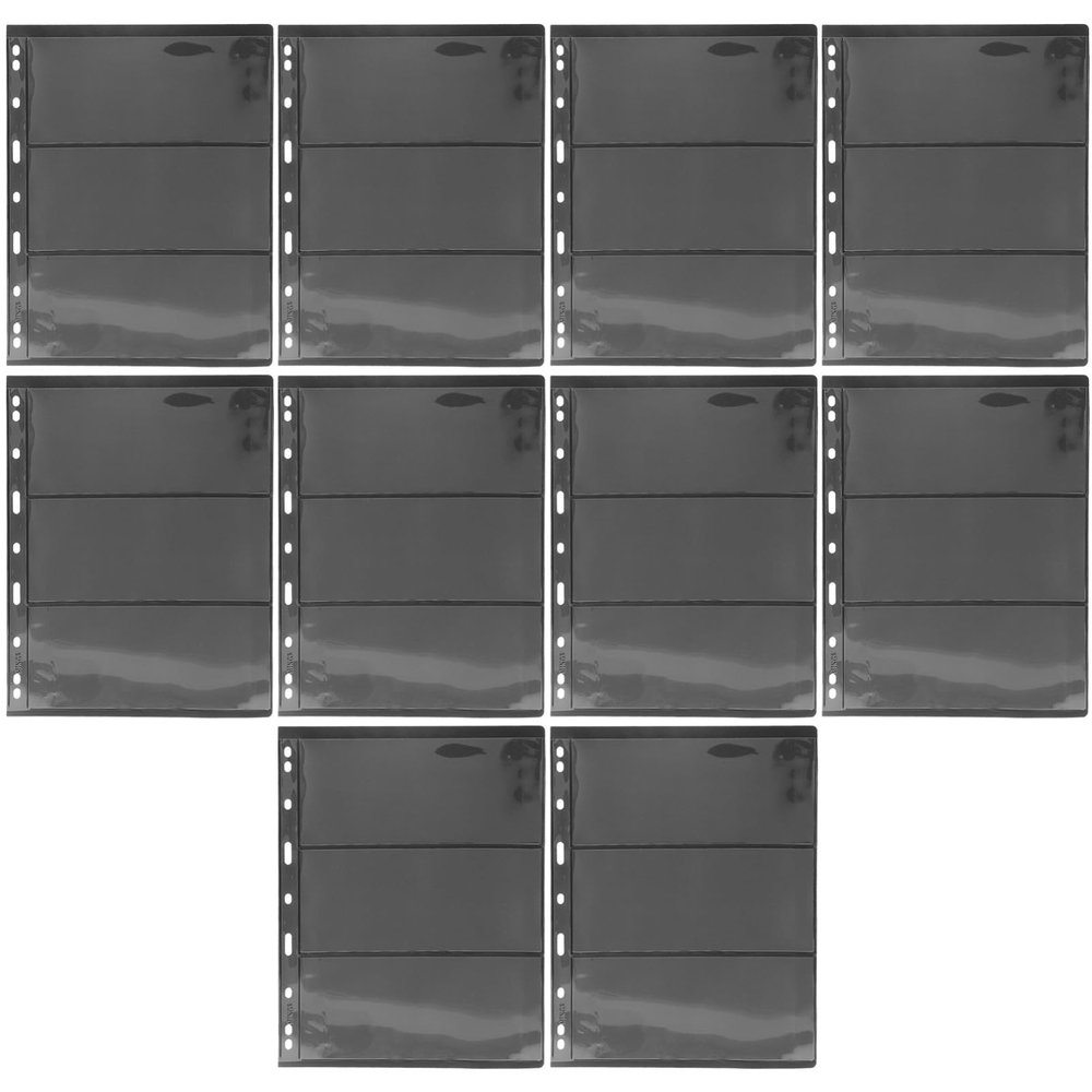 EXAOMBLE 10-Sheet PVC Loose-Leaf Stamp Album for Stamp Collectors Black Binder Dual-Sided Currency Holders for Collecting Supplies