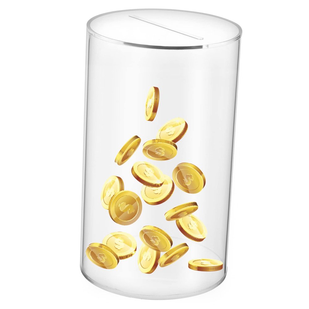 Yardwe Acrylic Piggy Bank Money Saving Box for Cash Cylinder Design 1- Storage for Office and Home