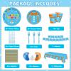 170pcs Cartoon Teacher Party Supplies for Girls Boys Teacher Happy Birthday Party Decorations Including Orange Blue Paper Plates Napkins Cups with Tablecloth Balloon Banner for 24 Guests view 2