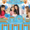 170pcs Cartoon Teacher Party Supplies for Girls Boys Teacher Happy Birthday Party Decorations Including Orange Blue Paper Plates Napkins Cups with Tablecloth Balloon Banner for 24 Guests view 3