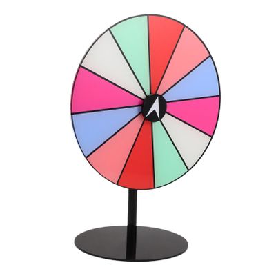 Amosfun Prize Wheel Stand Acrylic Rainbow Color Tabletop Roulette for Parties Dry Erase for Prizes Fun Carnival Game