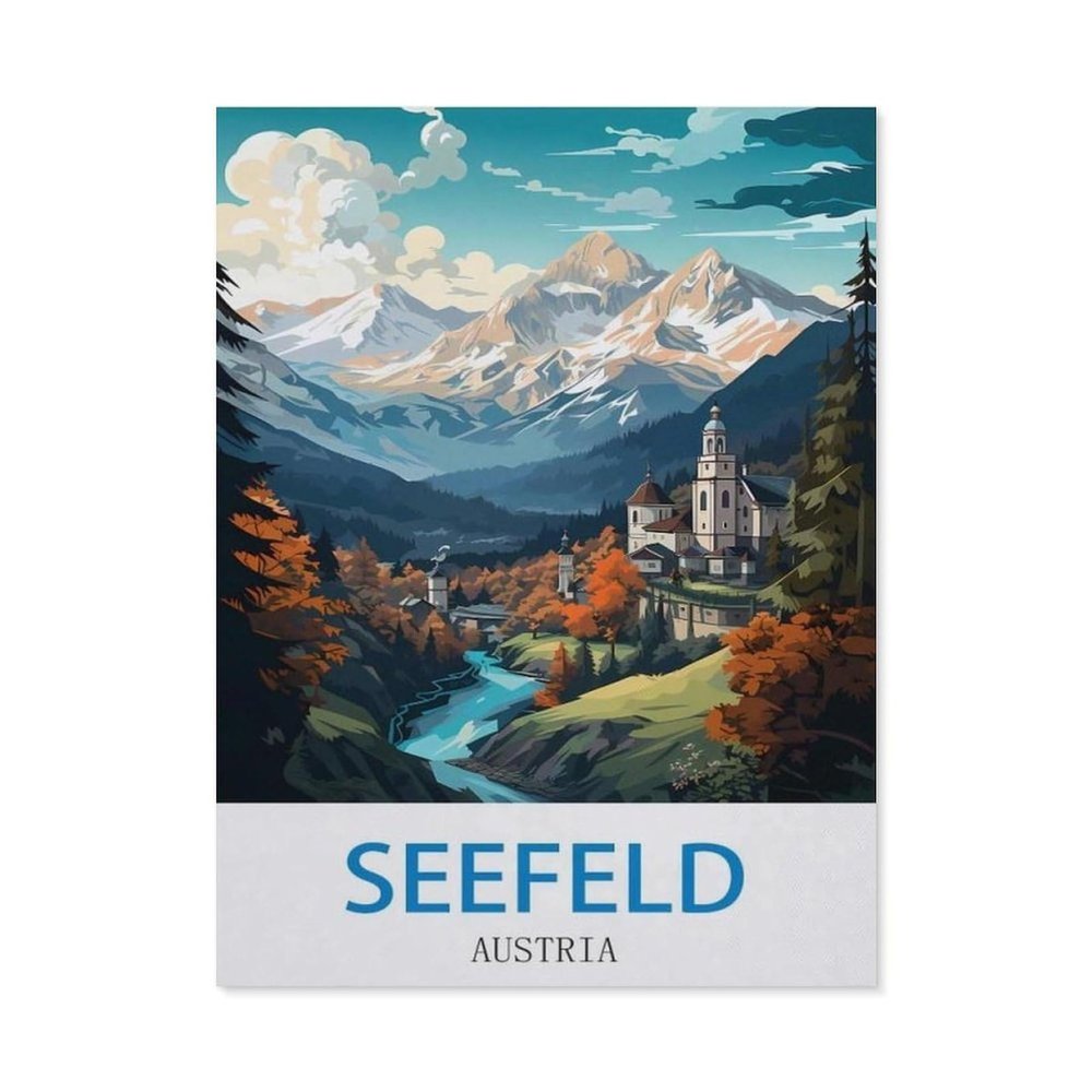 1000PcsSeefeld Austria Vintage Travel PostersJigsaw Adult Decompression Game Puzzle Students Toy for Children Christmas Birthday Gifts38x26cm-CV64