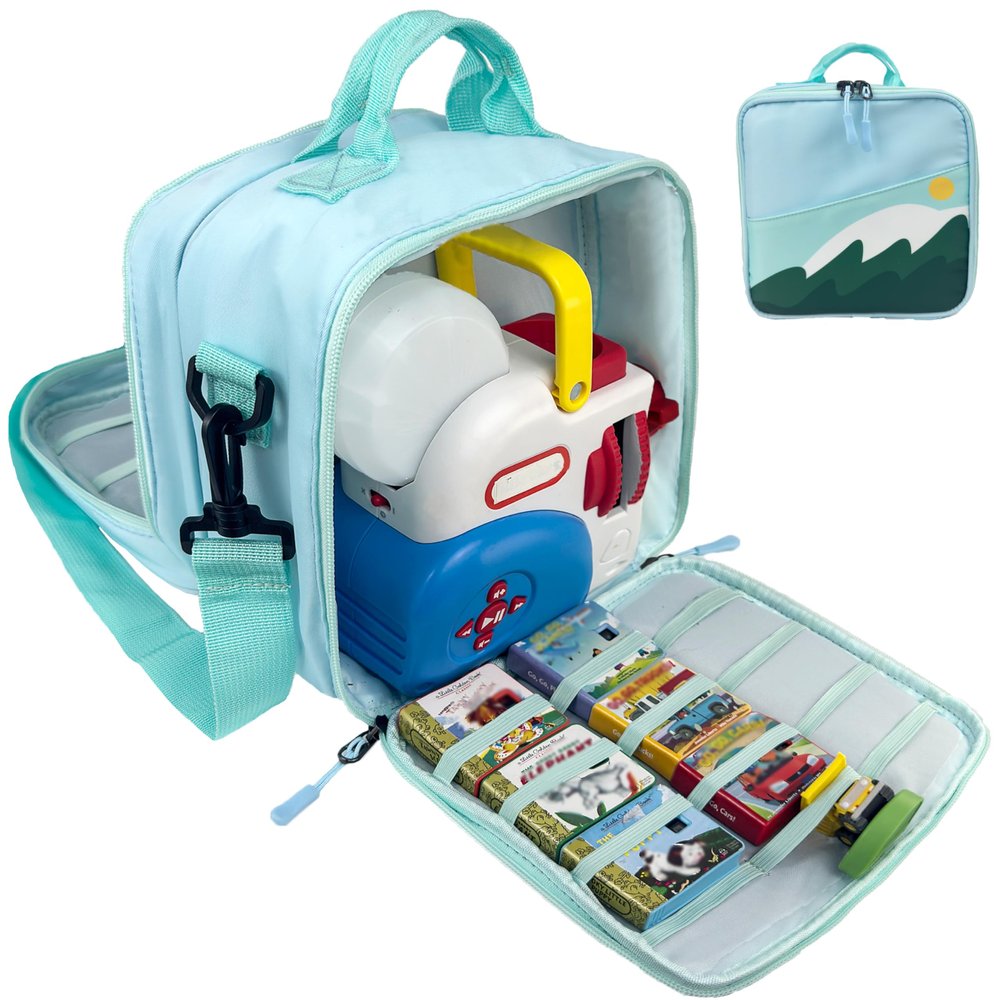 Carrying Case Compatible with Little Tikes Story Dream Machine Books Starter SetKids Toys Storage Case for Little Tikes Storybook, Audio Play, Character ,with Handle and Shoulder Strap (light green)