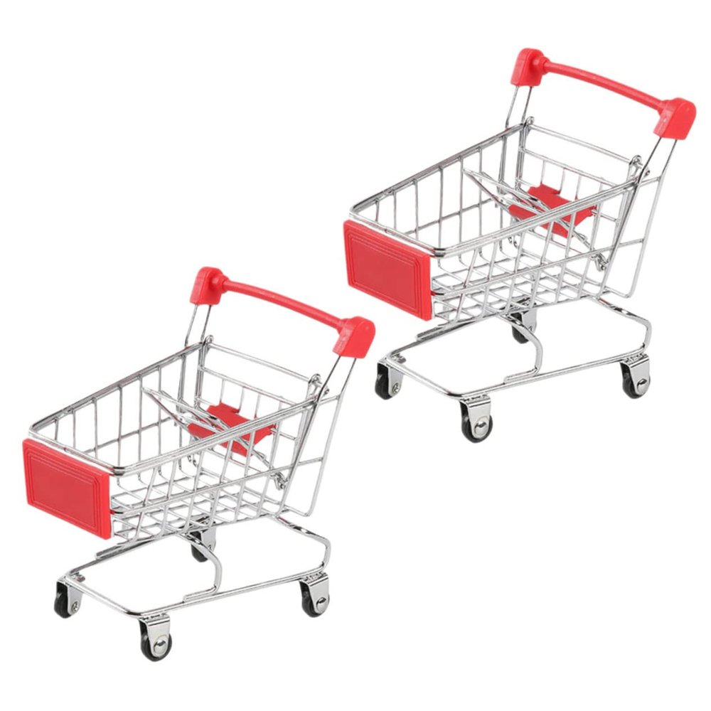 GALPADA 2pcs Miniature Shopping Cart Toys Shopping Trolley Toy Mini Supermarket Cart for Boys and Girls Storage Baskets