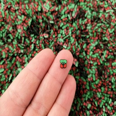 Cherry Polymer Clay Fruit Slices, Miniature Faux Food for Nail Art and Resin Crafts, Cute Fruit Slice Embellishments - Non Edible (15 gram bag)