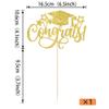 1 Pack Congrats 2025 Graduation Cake Topper Glitter Grad Cap Diploma 2025 Senior Cake Pick for School Graduation Theme Party Cupcake Decoration Supplies Gold view 2