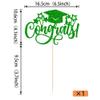 1 Pack Congrats 2025 Graduation Cake Topper Glitter Grad Cap Diploma 2025 Senior Cake Pick for School Graduation Theme Party Cupcake Decoration Supplies Green view 2