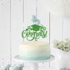1 Pack Congrats 2025 Graduation Cake Topper Glitter Grad Cap Diploma 2025 Senior Cake Pick for School Graduation Theme Party Cupcake Decoration Supplies Green view 3