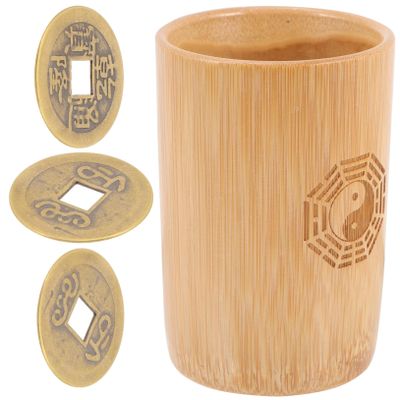 BESPORTBLE Bamboo Tube Hexagram Tool Divination Coin for Feng Shui Chinese Fortune Telling Game
