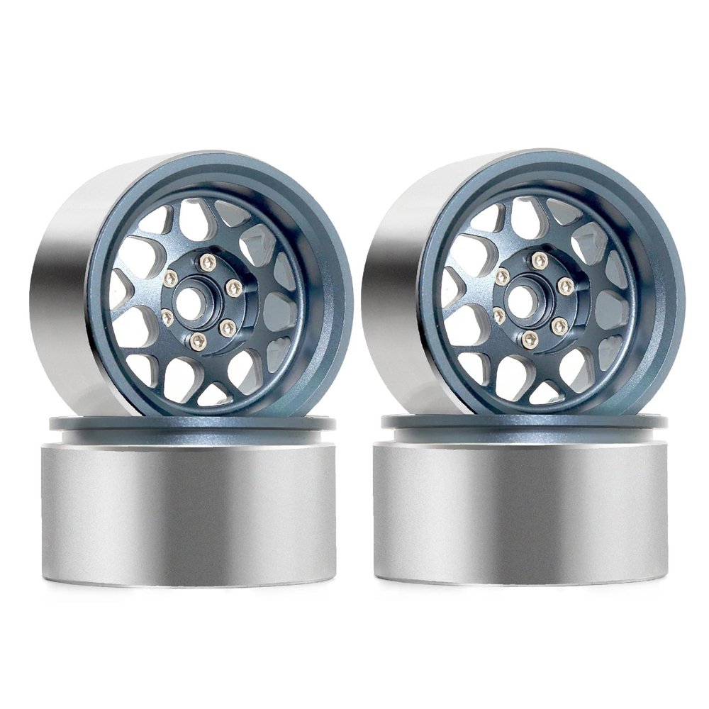 2.2 Beadlock Wheels4PCS Aluminum 2.2 Wheels Compatible with 1/10 RC Crawler Car Wraith RR10 SCX10 II III 90046 TRX4 TRX6 YETI D90 CC01(4pcs Titanium)