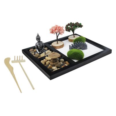 Abaodam Zen Garden Kit for Desk Meditation Sandbox with Sand and Rake Decorative Indoor Garden for Tranquility and Stress Relief for Office and Home Decor