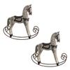 KONTONTY 2pcs Horse Wall Decor Wooden Rocking Horse Ornament Handmade Craft Home Decoration Grey view 1