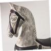 KONTONTY 2pcs Horse Wall Decor Wooden Rocking Horse Ornament Handmade Craft Home Decoration Grey view 2