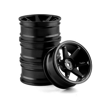 1/10 RC On Road Wheels Rims 12mm Hex Metal Drift Hubs Compatible with TT01 TT02 XV01 TA06 A959 PTG2 PTG2 4PCS (4pcs Black)