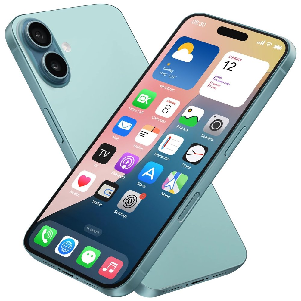 Dummy Fake Phone Model, Looks Like The RealPhone Compatible withPhone 16 Pro Max, for Cellphone Store Display or Send a ToyPhone for Kids (16,Teal, The Screen is Printed with Patterns)
