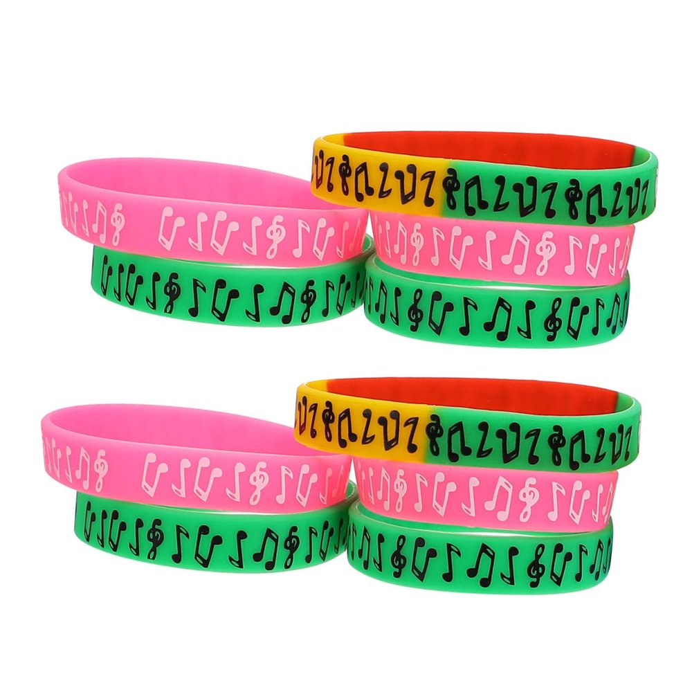 KAILIKETIY 10pcs Music Note Jewelry Comfortable Silicone Bracelet for Festival Event Daily Wear