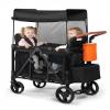Stroller Wagon with Adjustable Handle Includes Canopy & Organizer, Foldable and Convenient for Storage (Black) view 1