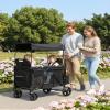 Stroller Wagon with Adjustable Handle Includes Canopy & Organizer, Foldable and Convenient for Storage (Black) view 2