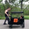 Stroller Wagon with Adjustable Handle Includes Canopy & Organizer, Foldable and Convenient for Storage (Black) view 3