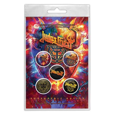 Judas Priest Invincible Shield Button Badge (Pack of 5), multicoloured, One Size